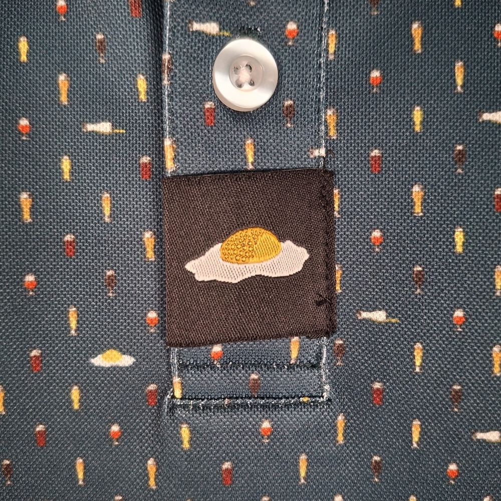 Men's Blue Polo Shirt with Egg & Microprint